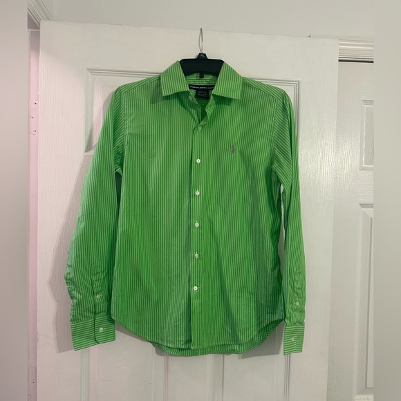 Ralph Lauren Tops - Ralph Lauren Golf Vibrant Green Striped Shirt